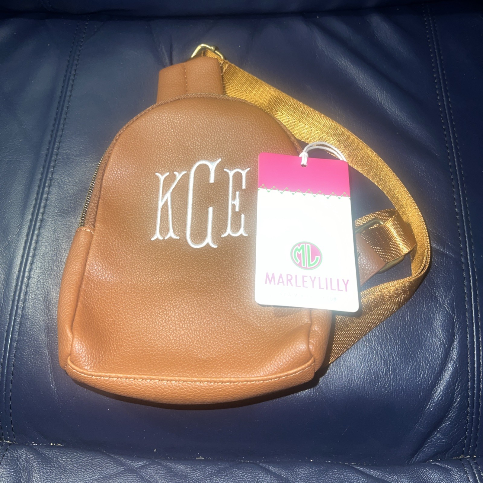 MarleyLilly Monogrammed Pebbled Faux Leather Bag.