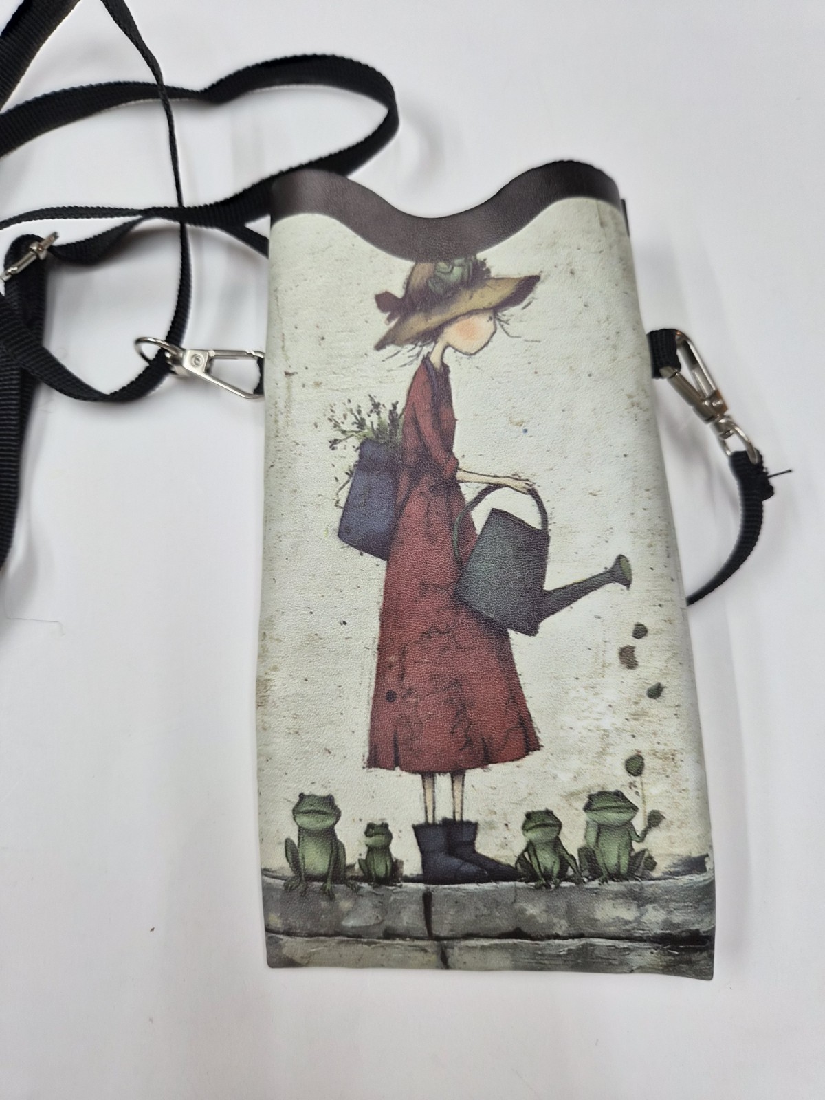 Gardener Frog Crossbody Cell Phone Bag Adjustable Strap Art Print Phone Pouch