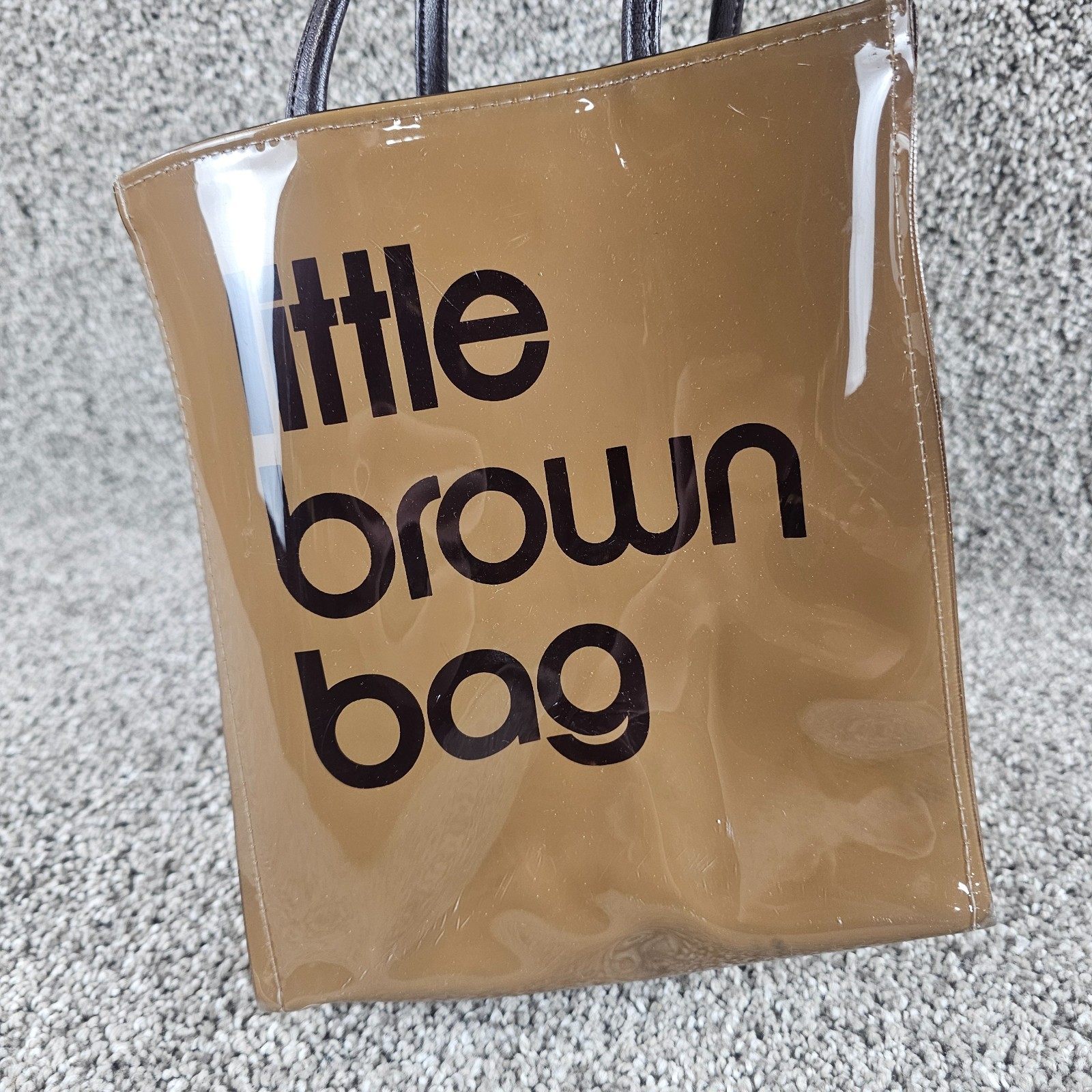 Bloomingdales Little Brown Bag Womans Small Vinyl Plastic Tote Purse