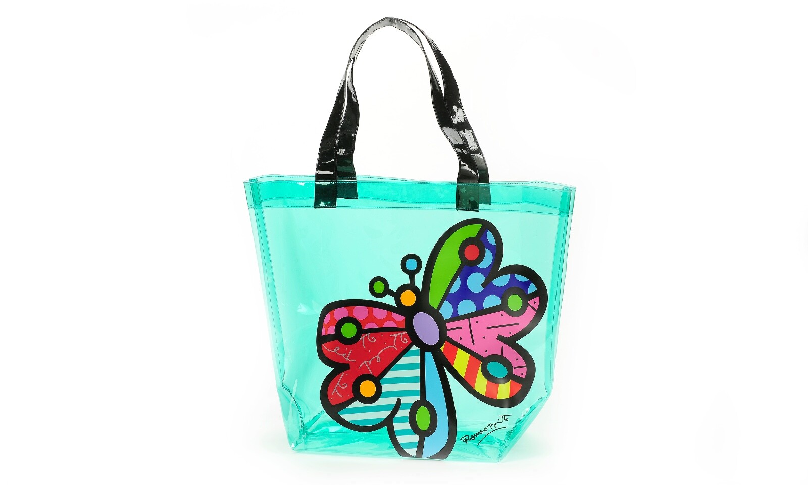 Romero Britto transparent PCV Tote Bag Green Butterfly