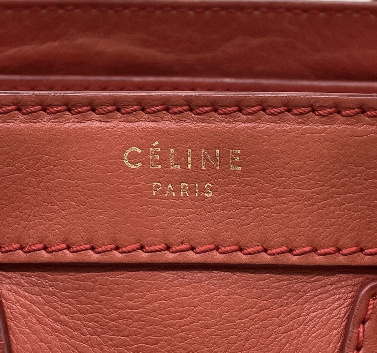 Authentic Celine Red Leather Luggage Nano Shopper 2way Handbag With dust bag