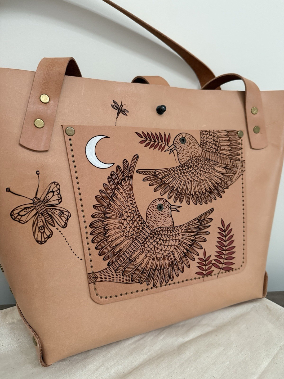 Geninne Zlatkis El Dorado Tote Birds Leather Handmade New Mexico Southwestern