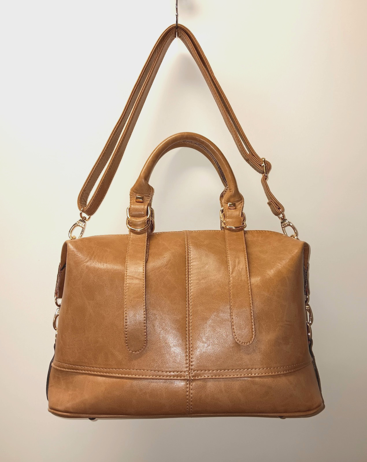 CRIS PAULO Large Shoulder bag- soft vegan leather-11″H x 14″L x 5.75″W- Satchel
