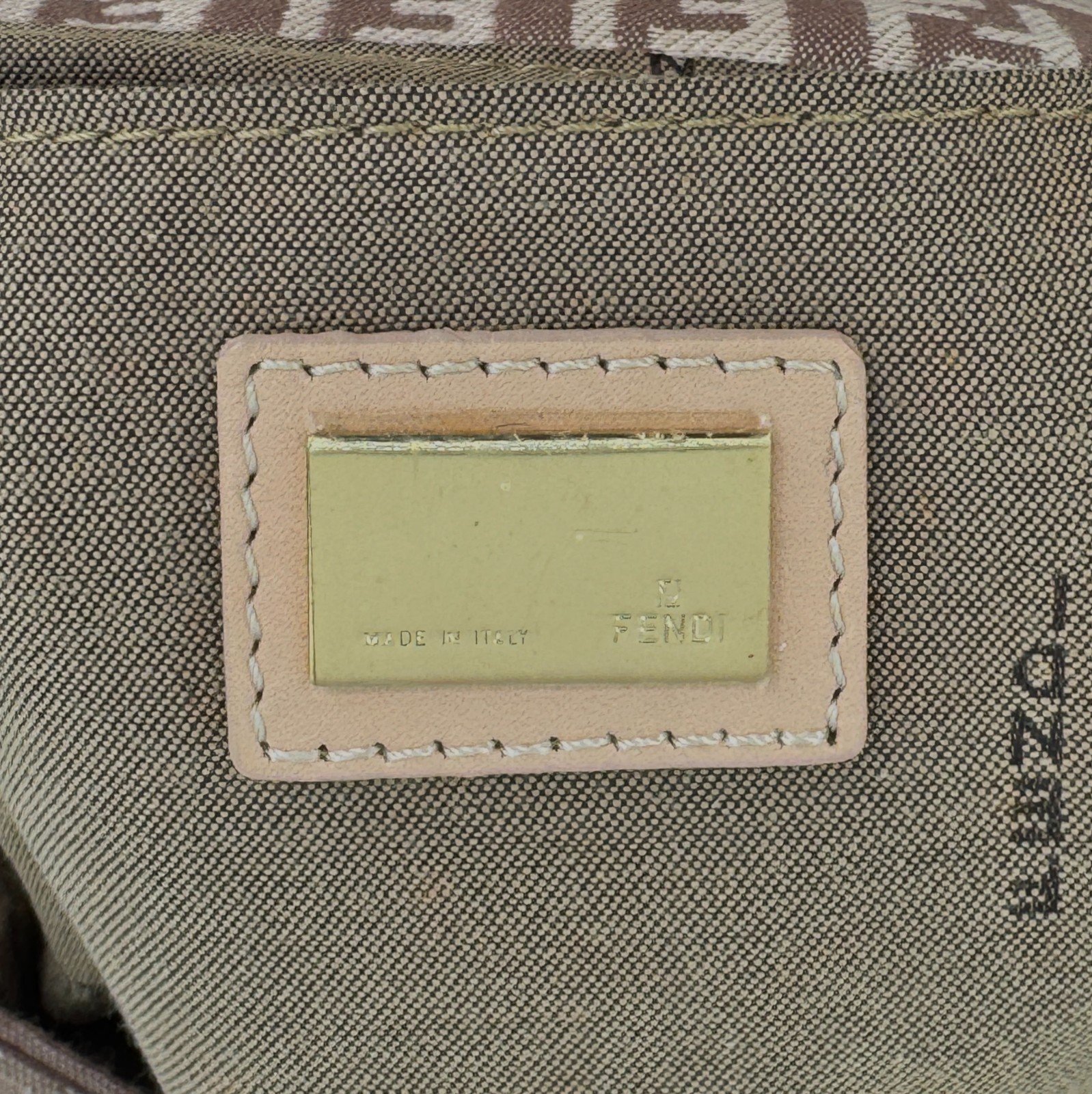 FENDI Zucchino Mamma Baguette Shoulder Bag Beige Rank:A