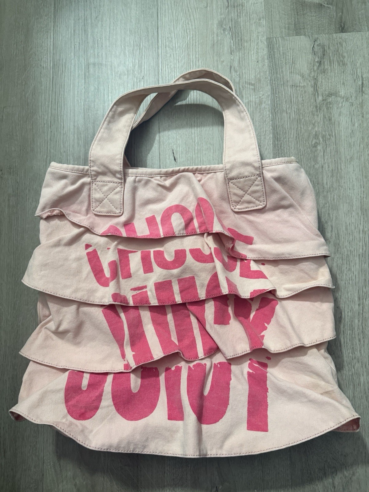 Vintage Choose Juicy Couture Pink Ruffle Tote Bag Y2K Canvas Juicy Style