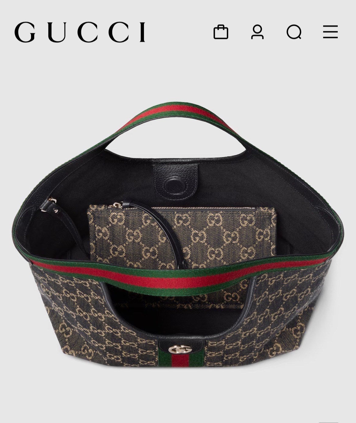 Gucci Giglio small tote bag in hard to find black denim
