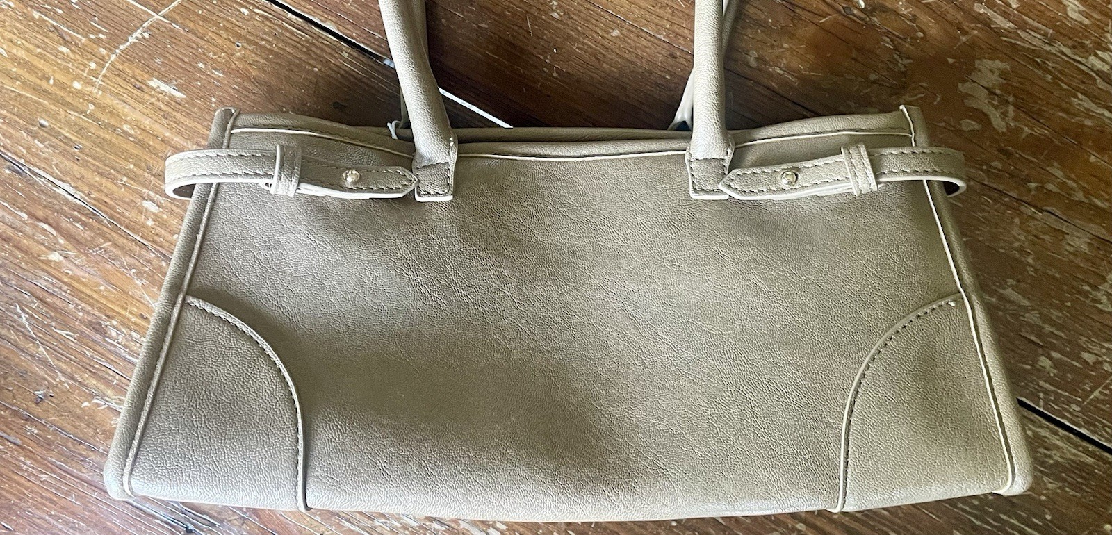 Urban Expressions taupe/mocha vegan leather handbag w/crossbody strap