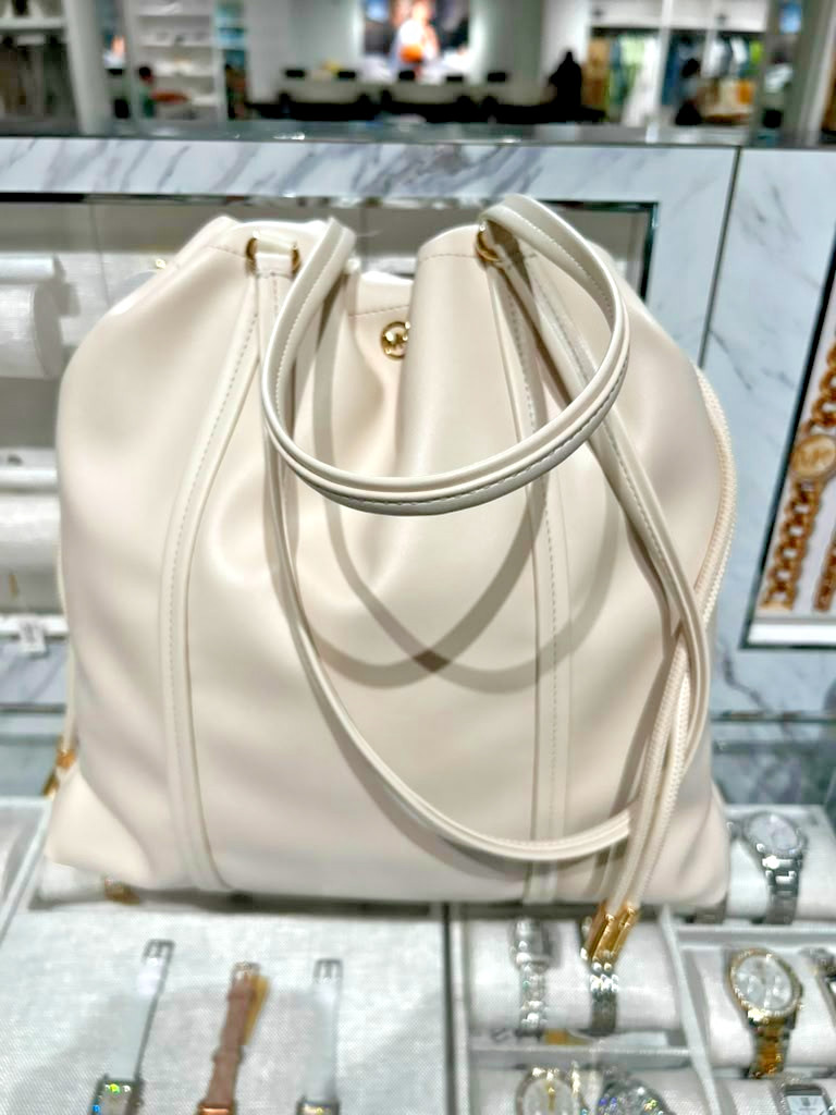 Michael Kors MK Matilda Women Large Fashion Tote Bag Handbag Purse Light Cream