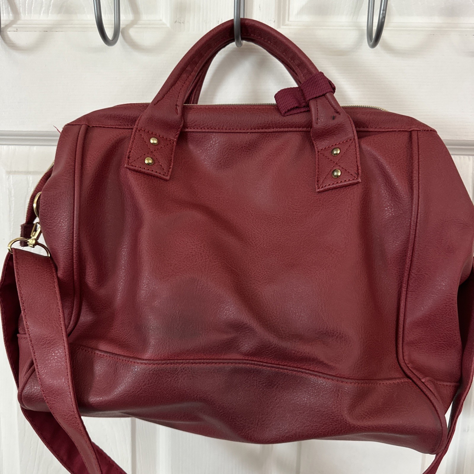 Anello Leather Boston 2 Way Shoulder Bag Dark Red