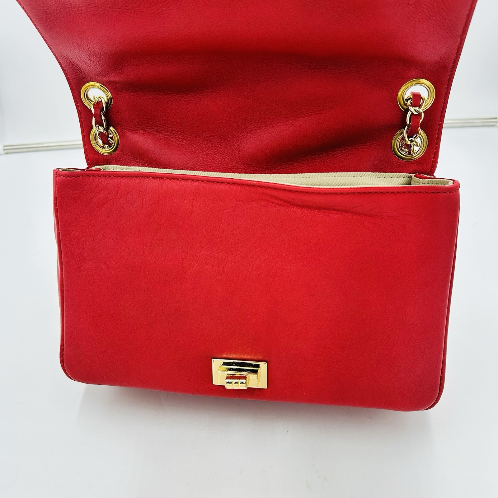 Valentino By Mario Valentino Alice Signature Lipstick Red Gold Shoulder Bag