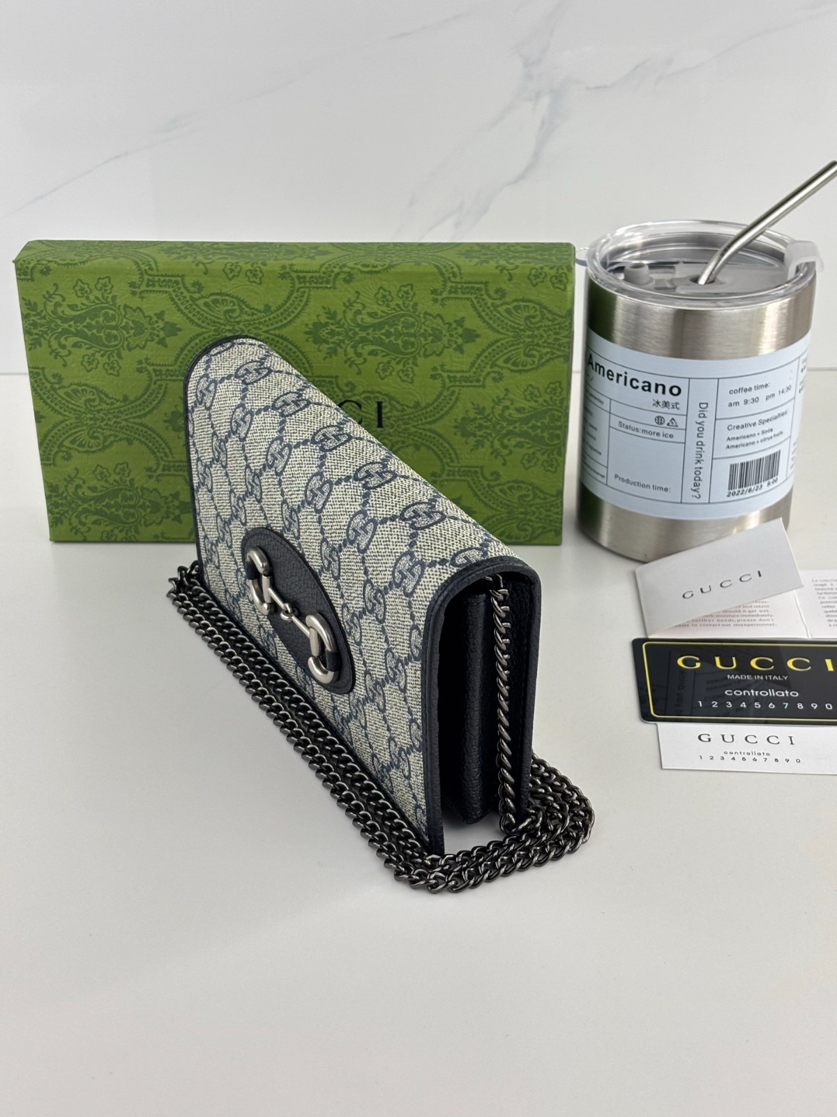 Blue GG SupremeHorsebit Mini Chain Bag 621892