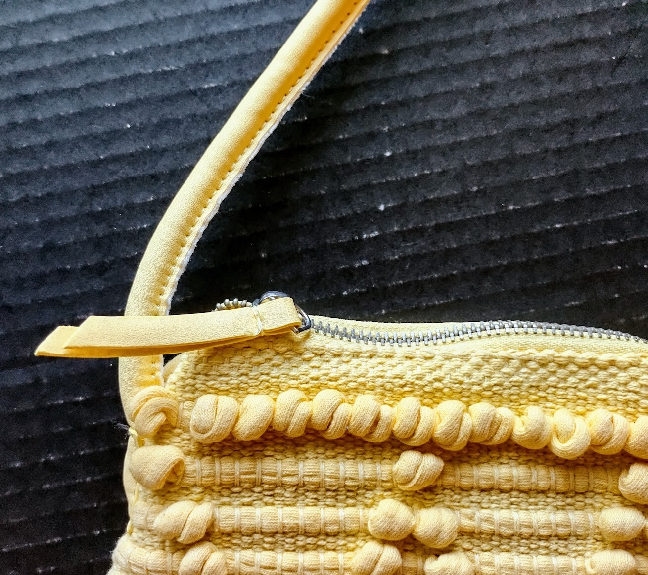 H&M Textured Cotton Weave Yellow Crossbody Handbag Purse 11″ x 8″
