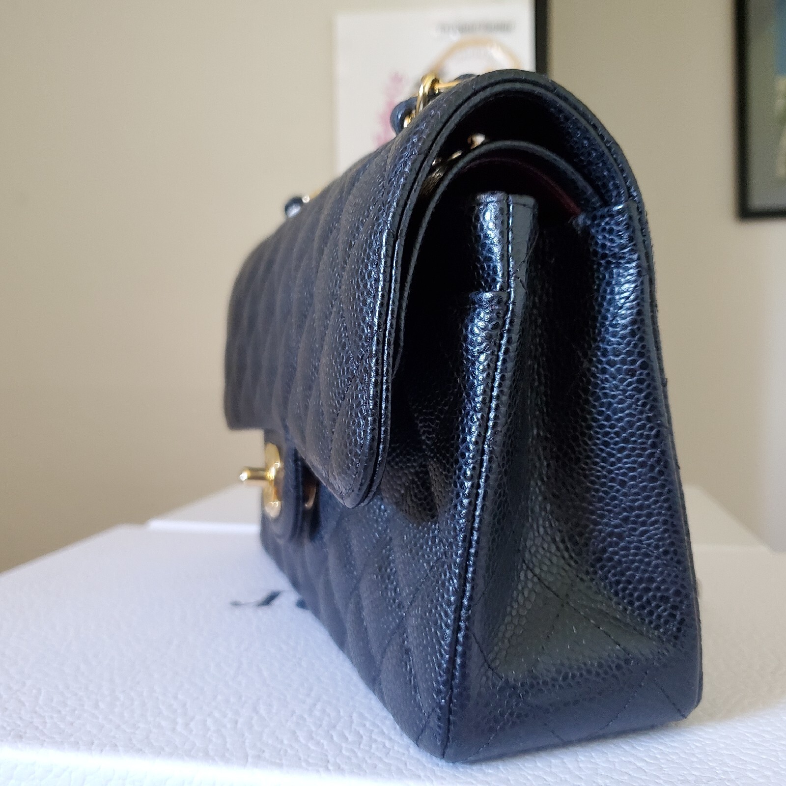 $11,300 CHANEL Classic small double Flap Bag black ca.viar gold hw year 2021