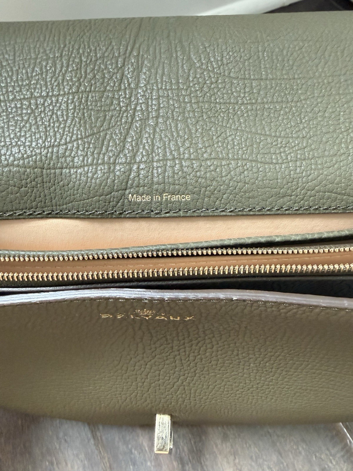 Delvaux Le Mutin MM Crispy Calf Leather Khaki Shoulder or Crossbody Bag