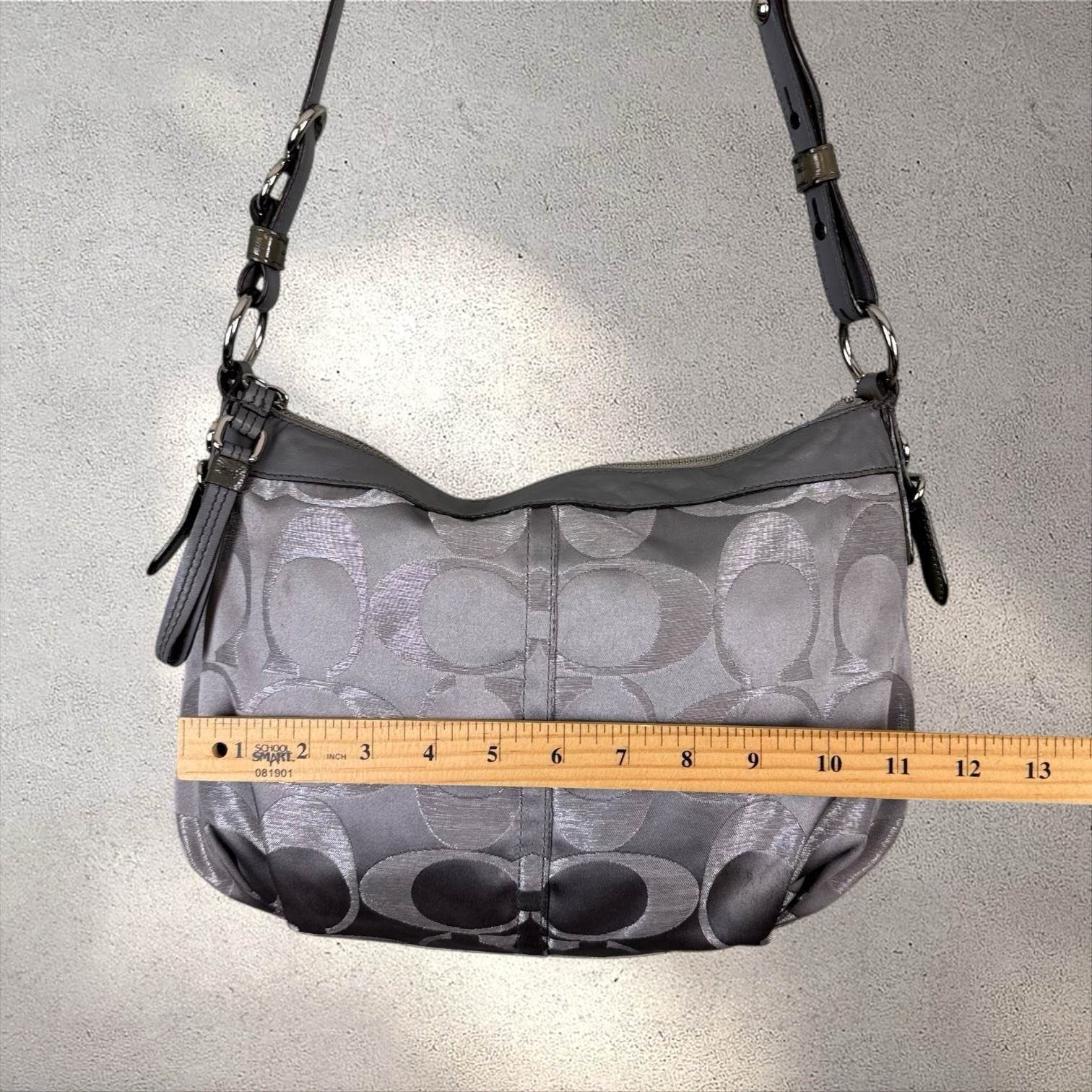 Coach Gray/Silver Canvas Mia Signature Lurex Shoulder Crossbody Bag 15752