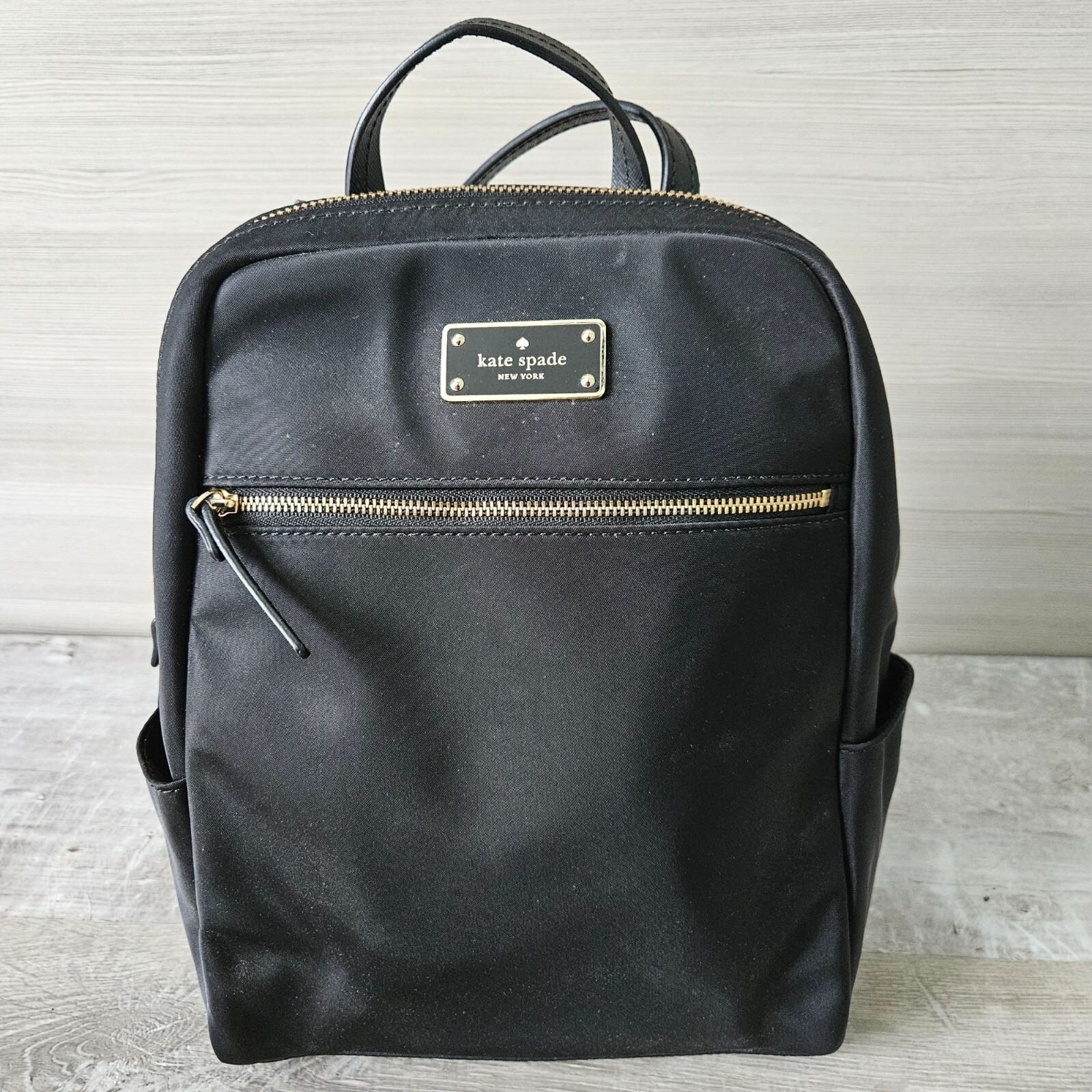Kate Spade Black Nylon Mini Backpack Hilo Blake Avenue Leather Trim Adjustable