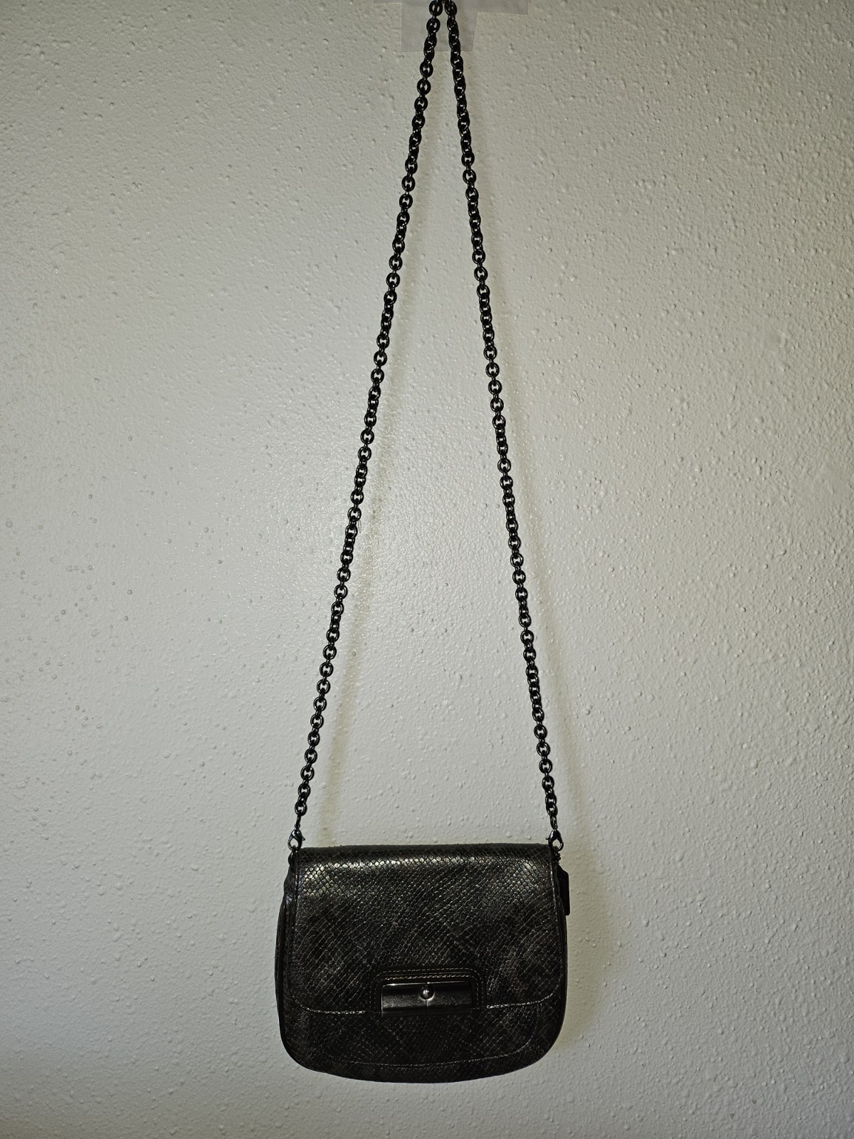 Coach Dark Grey Snakeskin Crossbody/Clutch Bag 8″ x 6.5″ 23″ Drop