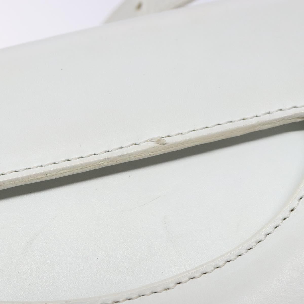CELINE Shoulder Bag Leather Gold White Auth 138388