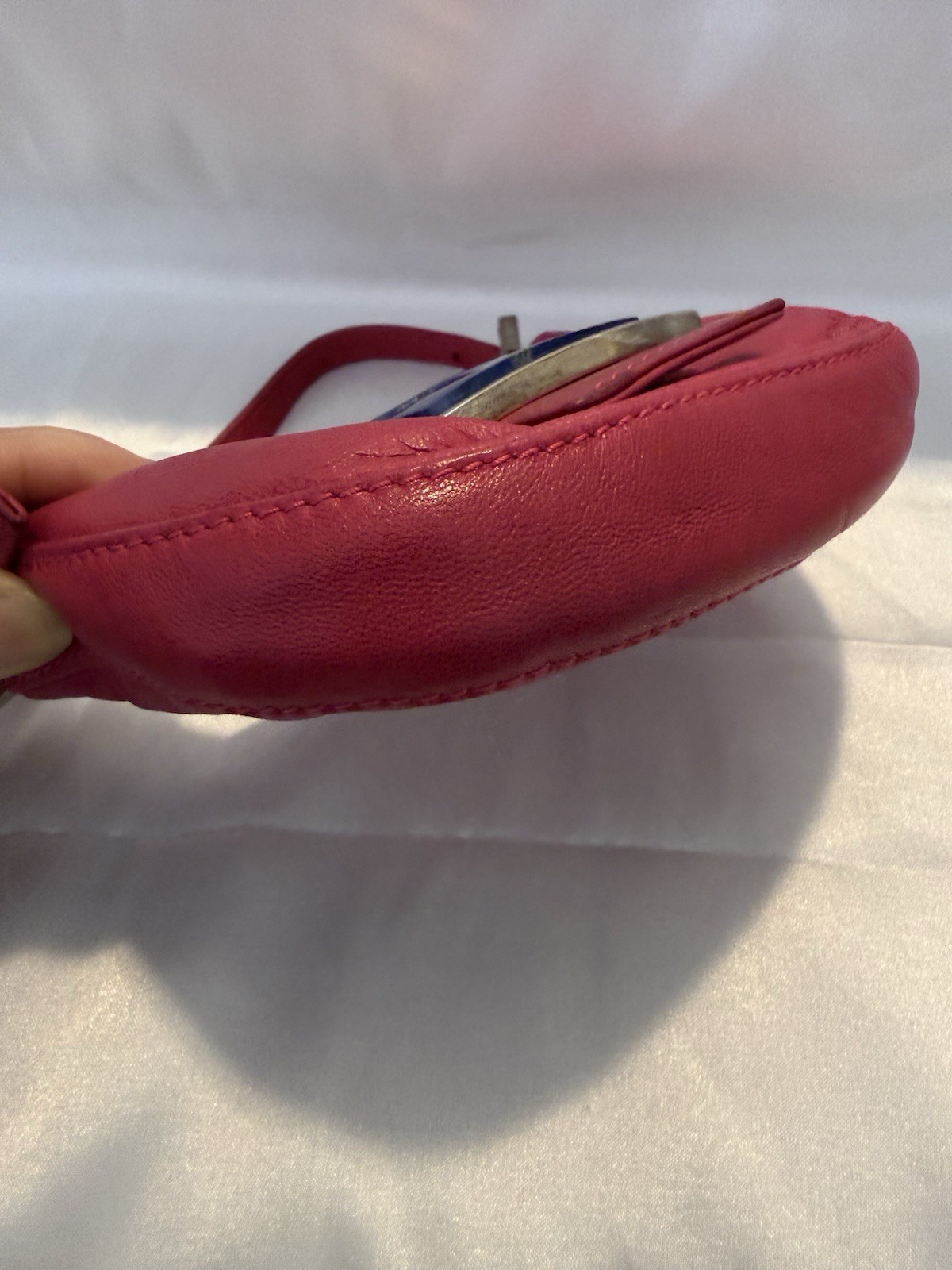 Authentic FENDI VINTAGE MINI CROISSANT PINK LEATHER