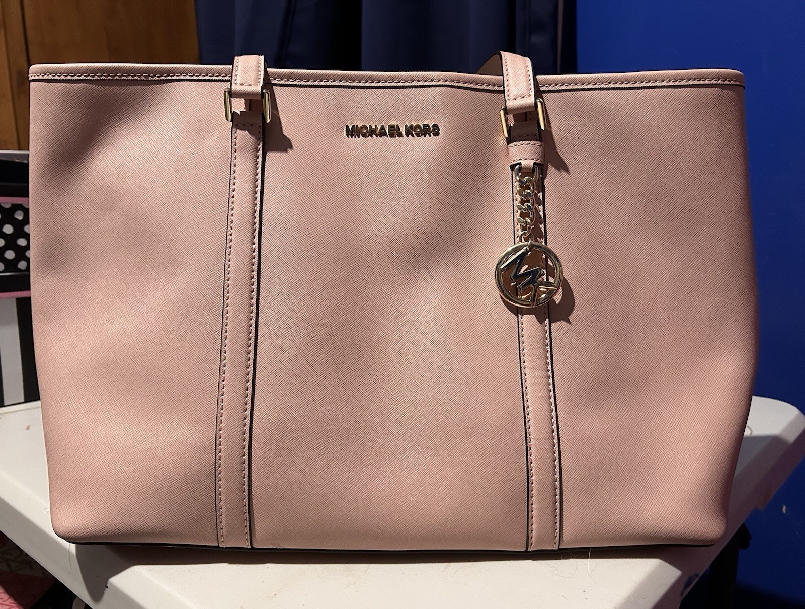 Michael Kors SADY Fawn Leather Bag Notebook Laptop Shoulder 35T7GD4T7L