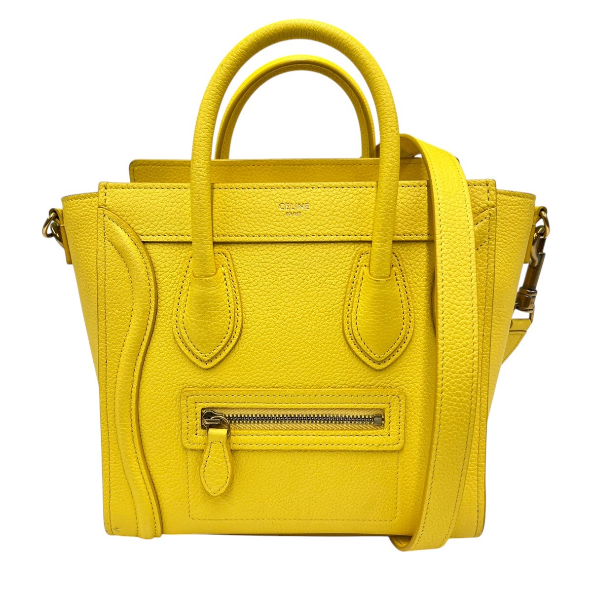CELINE 168243 Luggage Nano Shopper Handbag yellow leather Second Hand A-rank