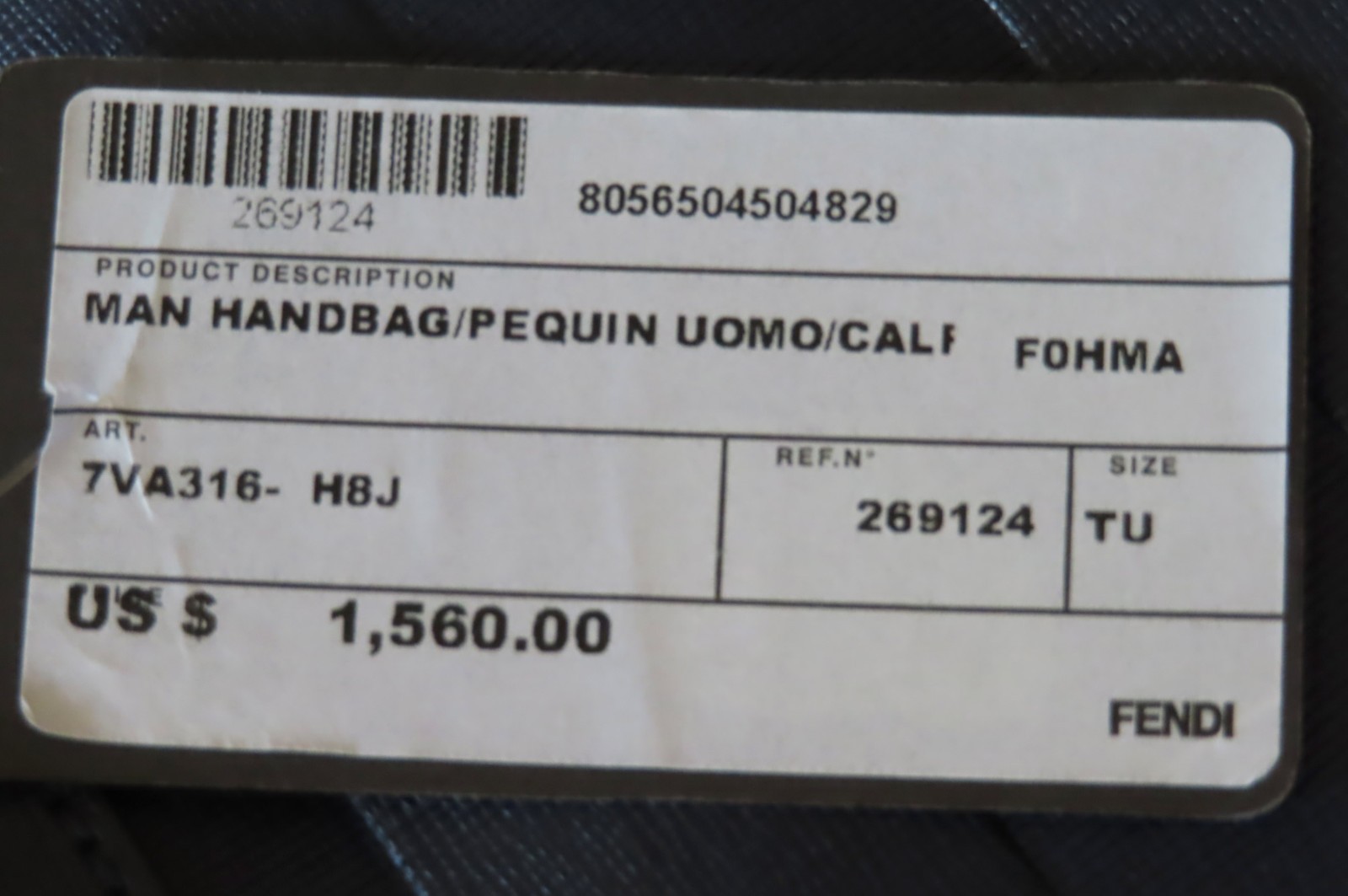 FENDI Sophisticated PEQUIN NAVY LEATHER LOGO TOTE Men/Women Unisex NWT $1560