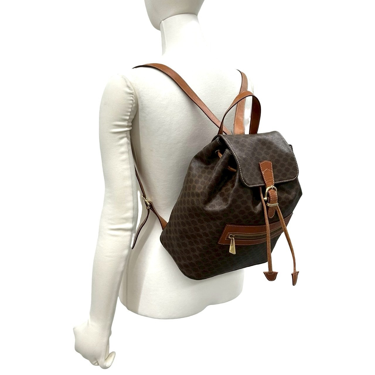 CELINE Macadam Blason Pattern Backpack PVC leather Brown 98465