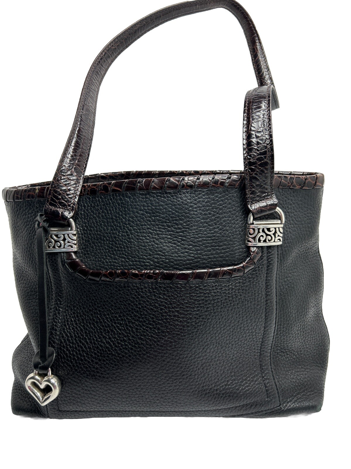 Brighton Vintage Black pebble leather and Brown Crocodile Style purse.
