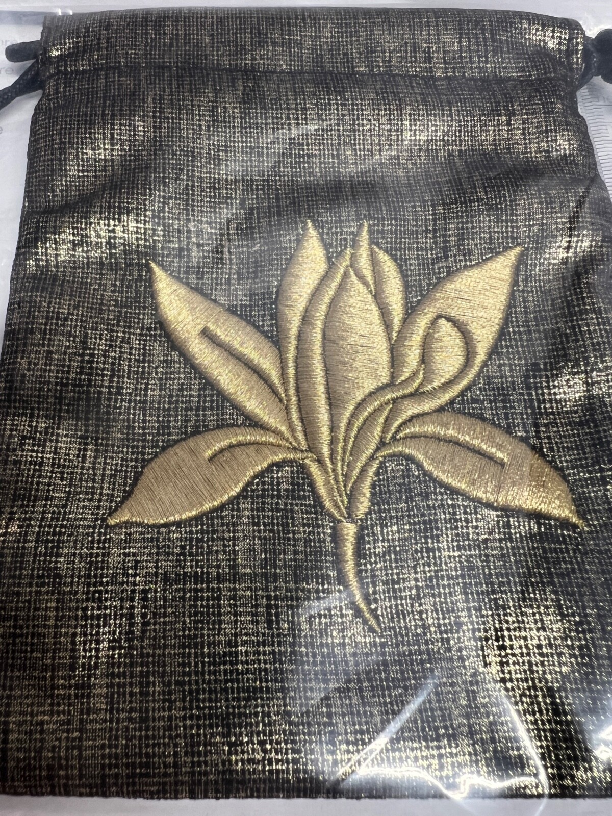 NEW Small Chanel Dust Bag Drawstring 4.5“x 5.5″ BLACK/GOLD AUTHENTIC SEE PIC
