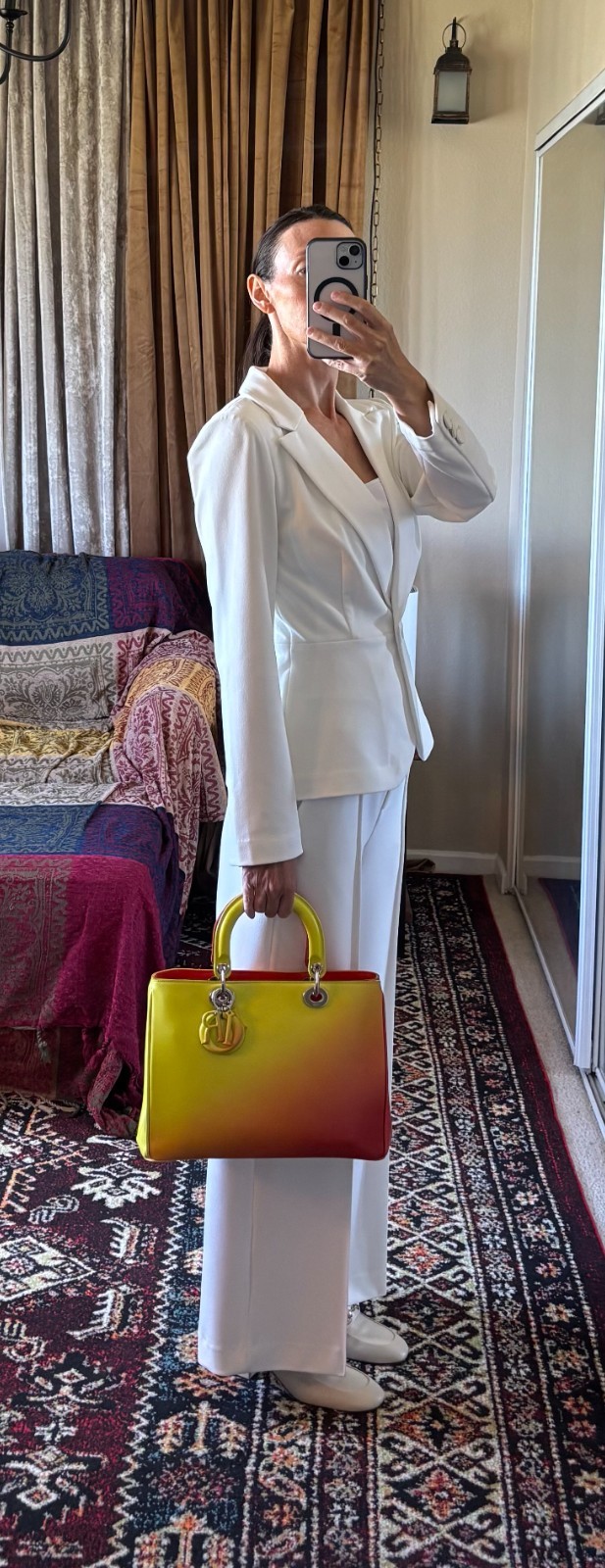 Christian Dior Classic Diorissimo Medium Tote Yellow/Orange Ombre- Pouch, Snaps