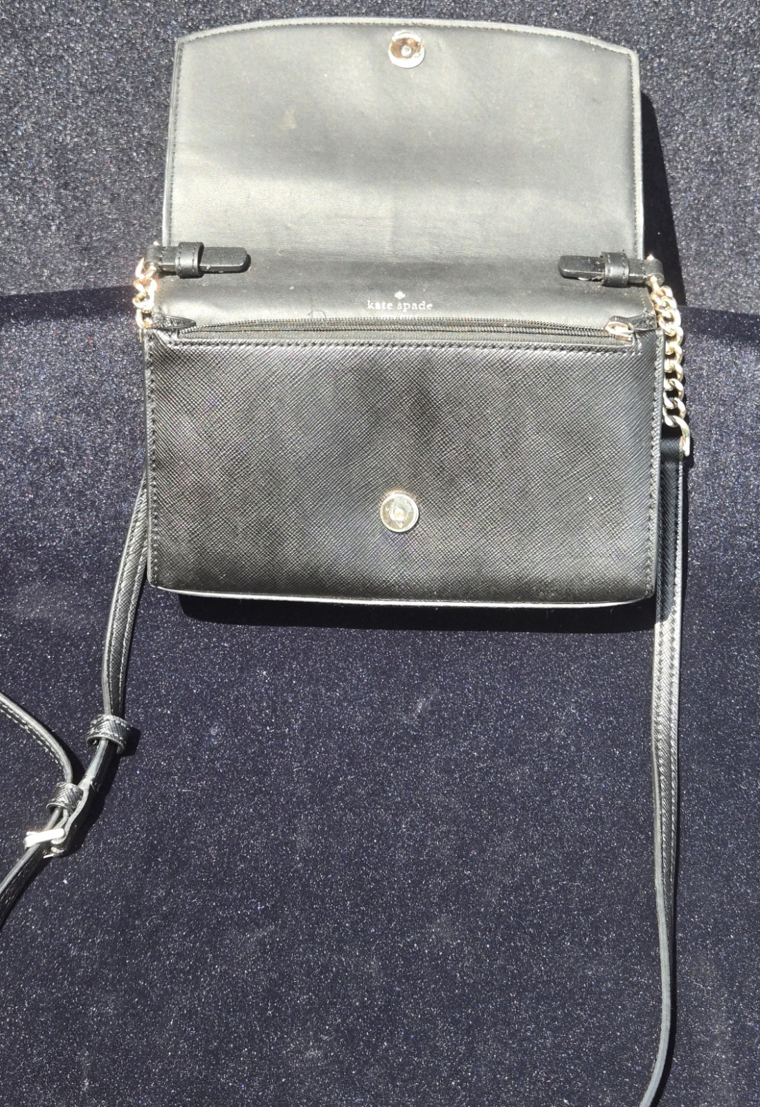 Kate Spade Staci Small Flap Crossbody Bag Black Saffiano Leather WLR00632