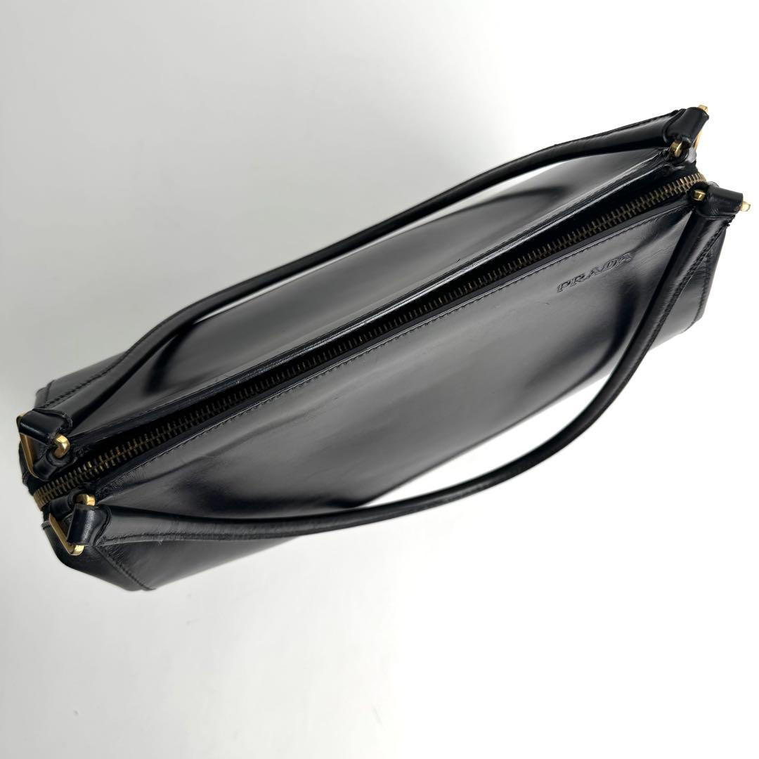 PRADA Archive Leather Shoulder Bag handbag Black Y2K Authentic 283