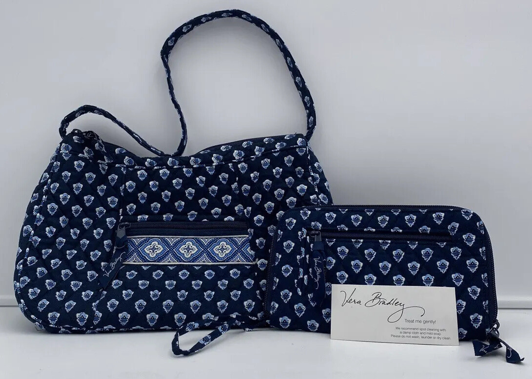 Vera Bradley Nantucket Navy Shoulder Bag w/Matching Wristlet Wallet – BRAND NEW