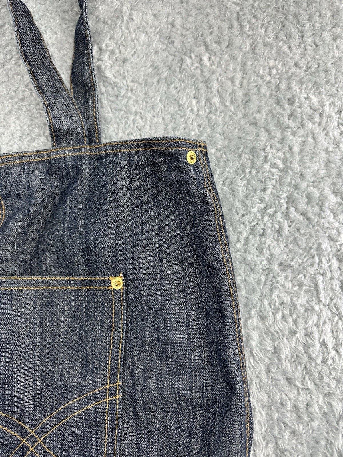 Denim Shopper Tote Bag RETRO 16 x 16 Blue Denim Unlined Front Pocket Y2K Style