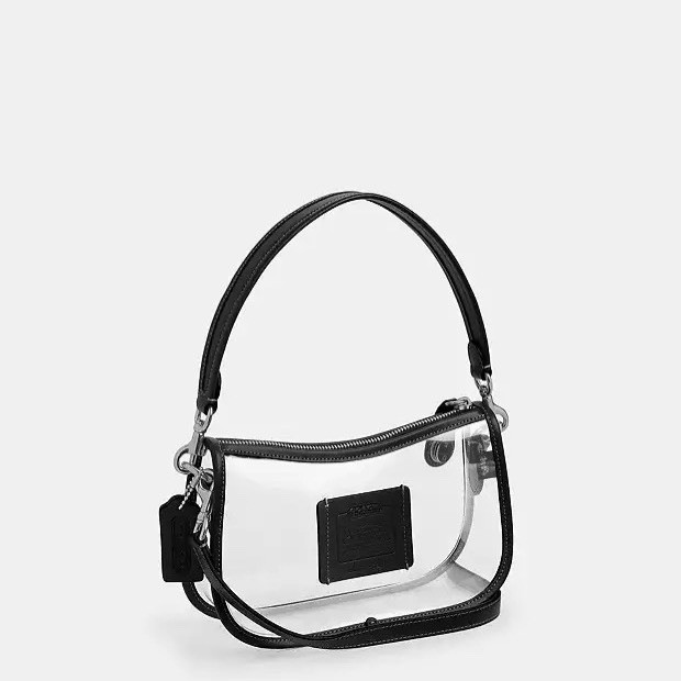 NWT Coach Stadium Swinger Bag Clear Coach with Dust Bag Silver/Black CBH13
