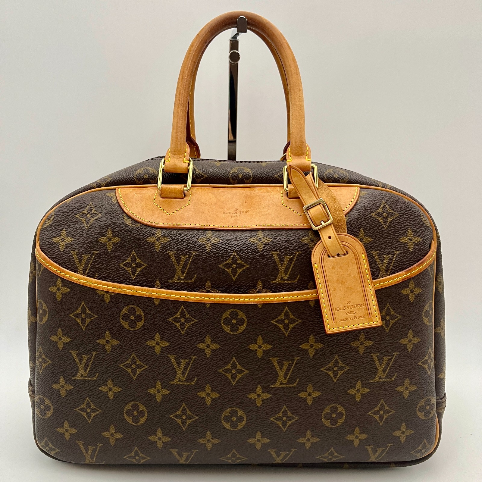 Louis Vuitton M47270 Monogram Deauville Brown Bag Used Authentic W/Key,Tag D246