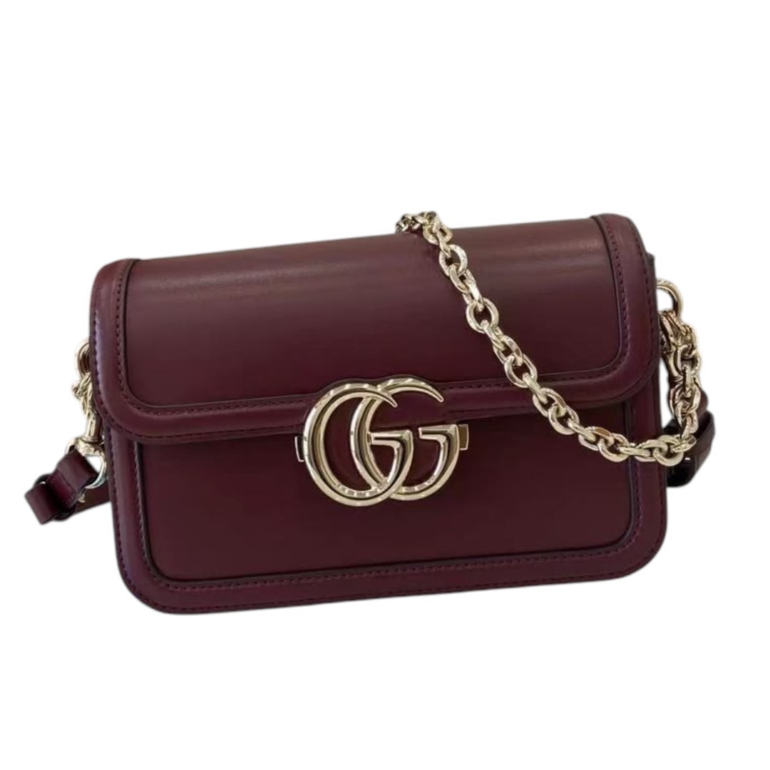 GUCCI Go Crossbody Bag Red Leather Chain And Strap