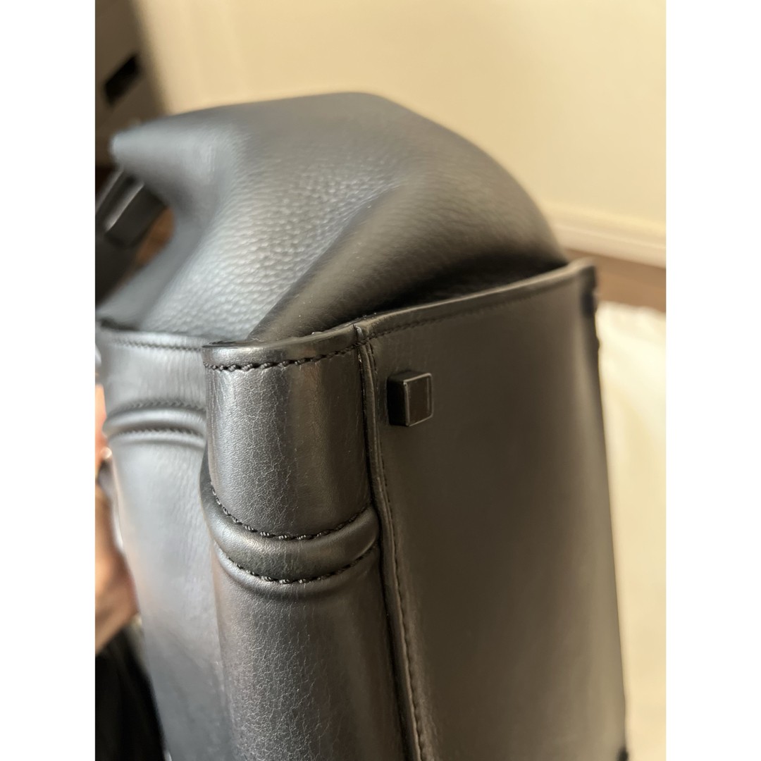 CELINE Luggage Phantom Bag 28cm×30cm Black Leather Rare Luxury Tote Handbag