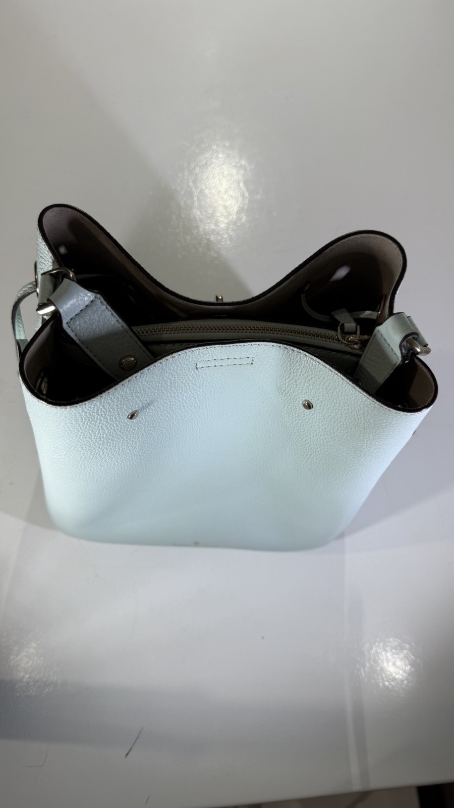 NWT KATE SPADE Marti Blue Glow Leather Charm Large Bucket Bag Purse