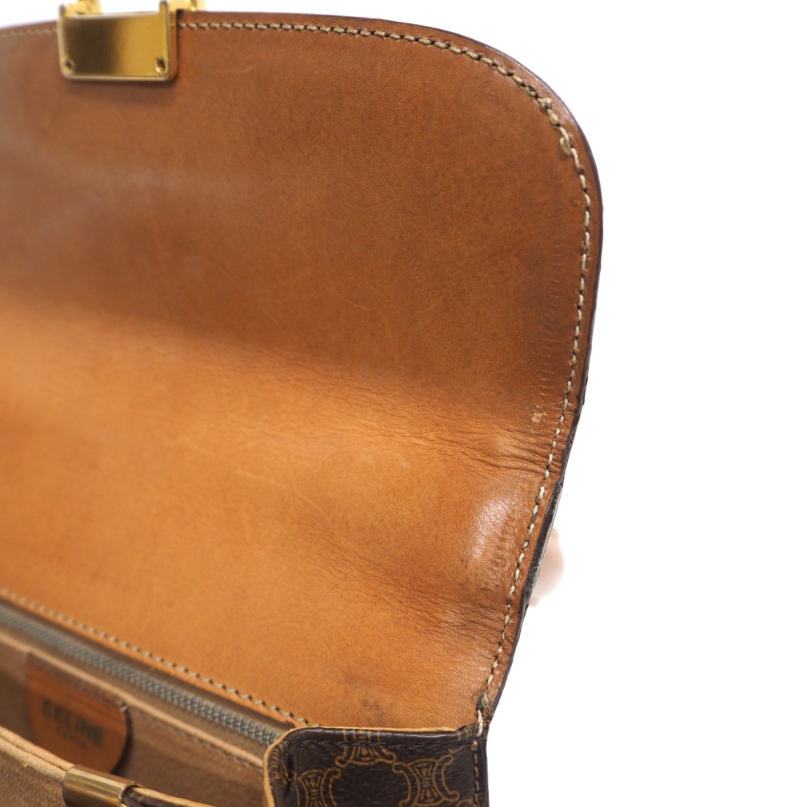 CELINE Macadam Canvas Brown PVC Leather 2Way Shoulder Bag Handbag #64 Rise-on
