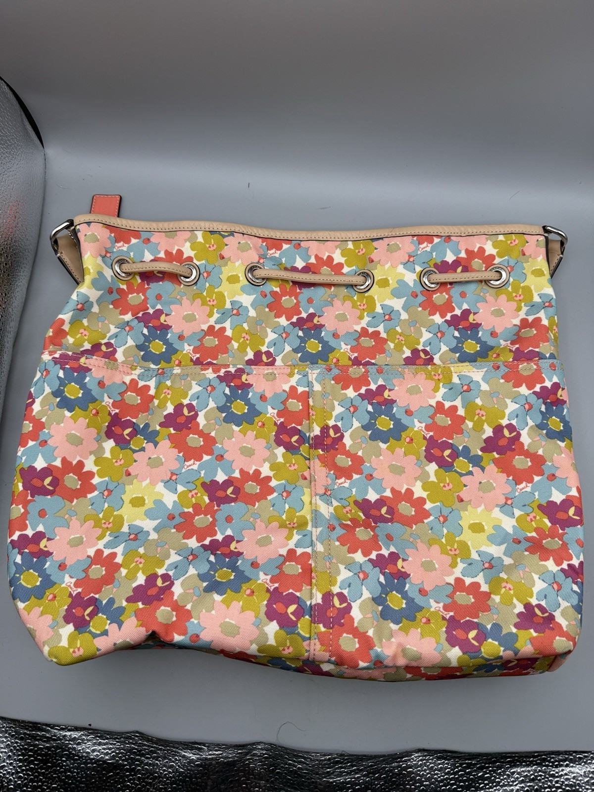 Coach Peyton Floral Print Coated Canvas & Leather Large Multicolor Bag F28922