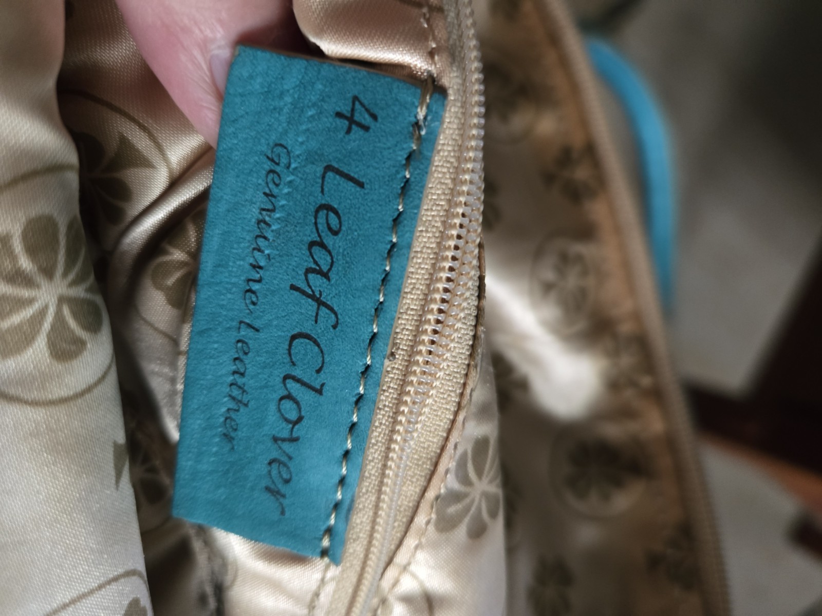 4 Leaf Clover Teal Soft Leather Hand Bag