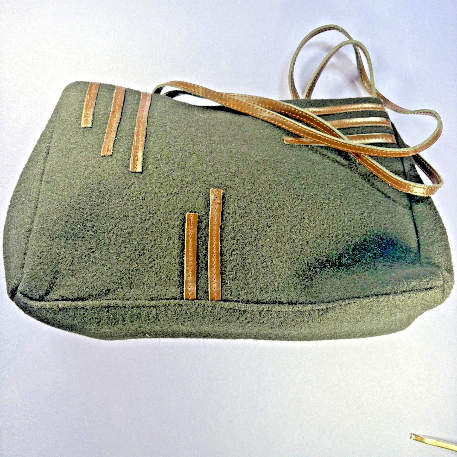 Vtg Capaccioli Wool, Linen, & Leather Shoulder Purse/Bag Made in Italy Boho Soft
