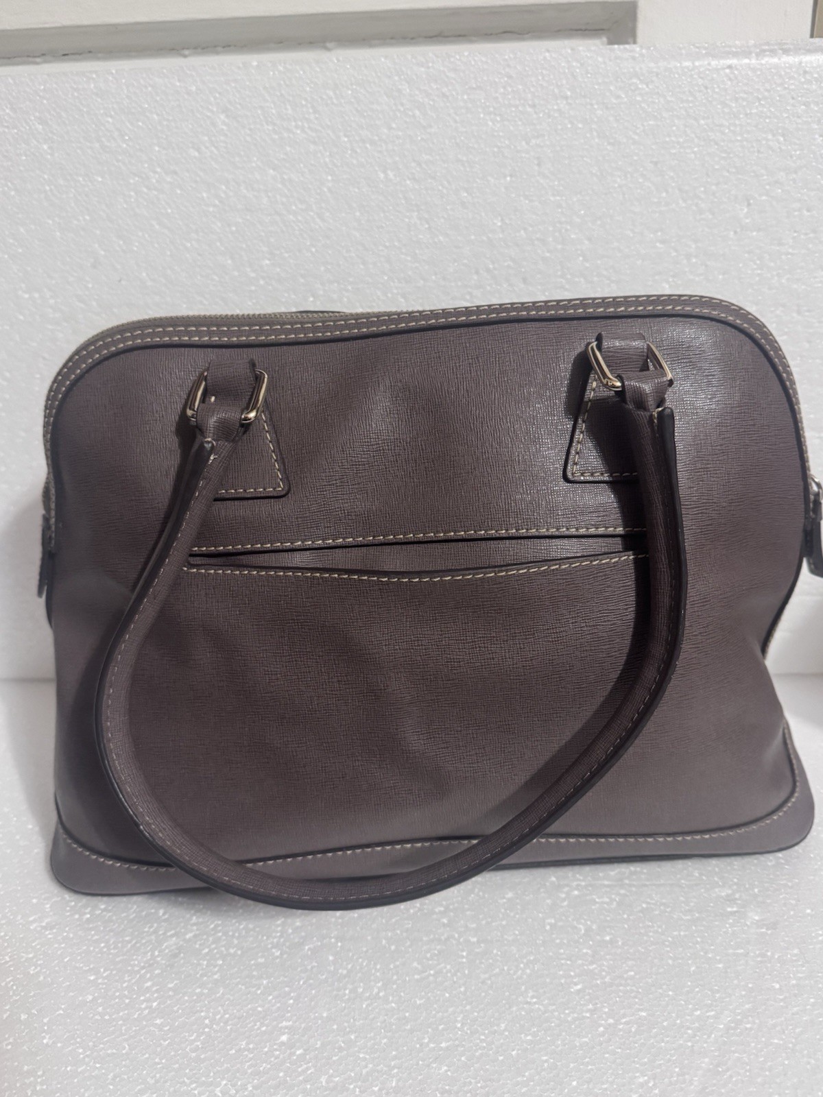 Dooney & Bourke Elephant Grey Satchel Top Handle Zip Bag Red Interior