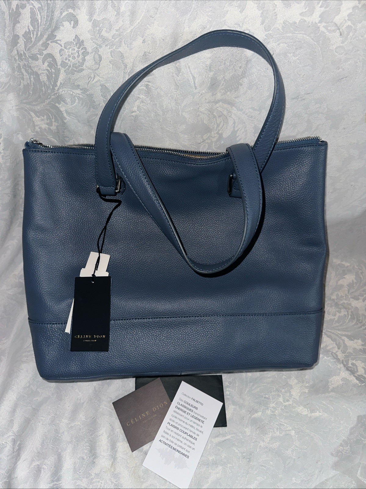 CELINE DION FALSETTO COLLECTION SHOULDER BAG RFID ART 137 LEATHER BLUE + DUST BG