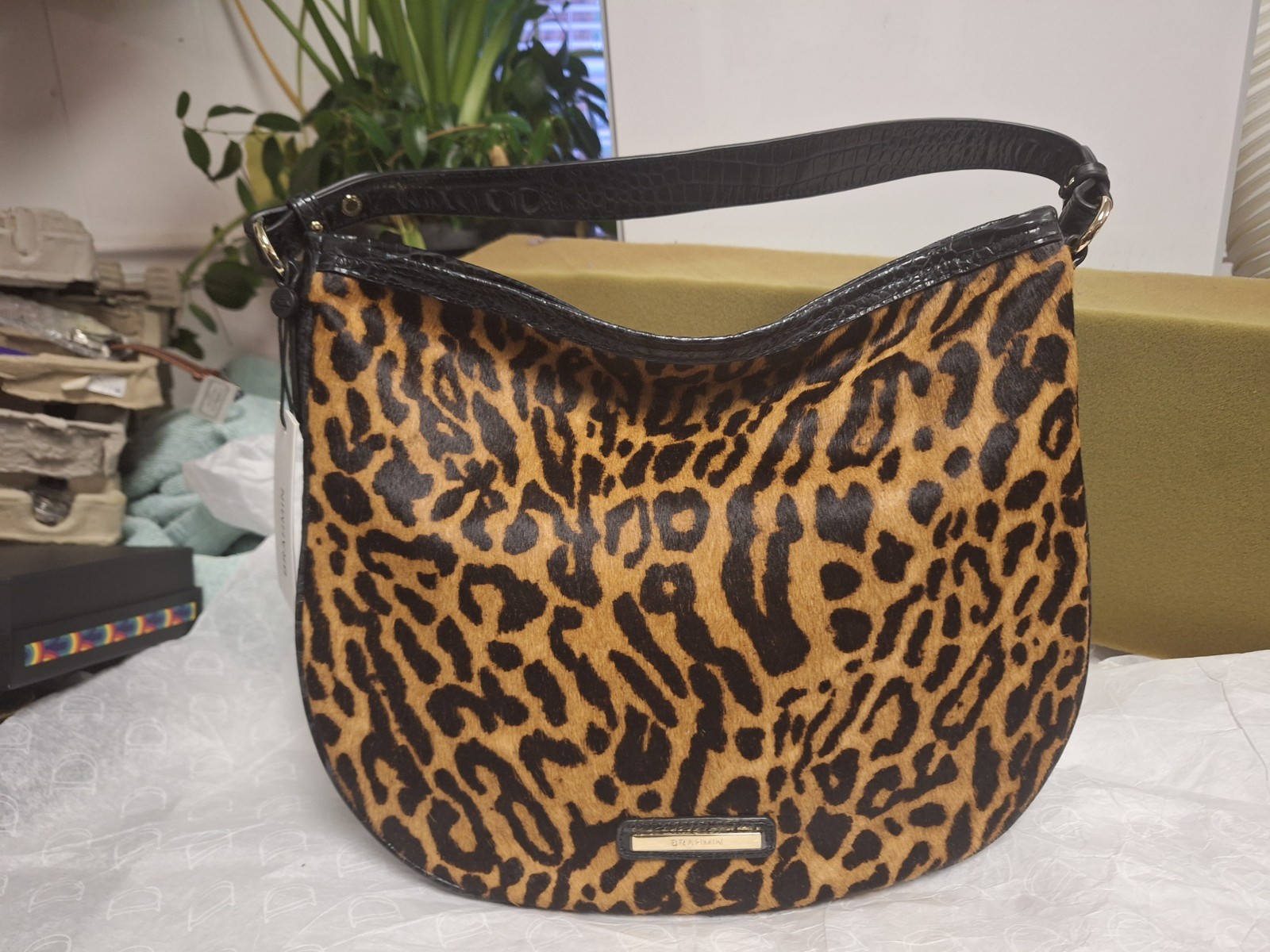 Brahmin Damson Collection Kathleen Leopard Slouchy Shoulder Bag