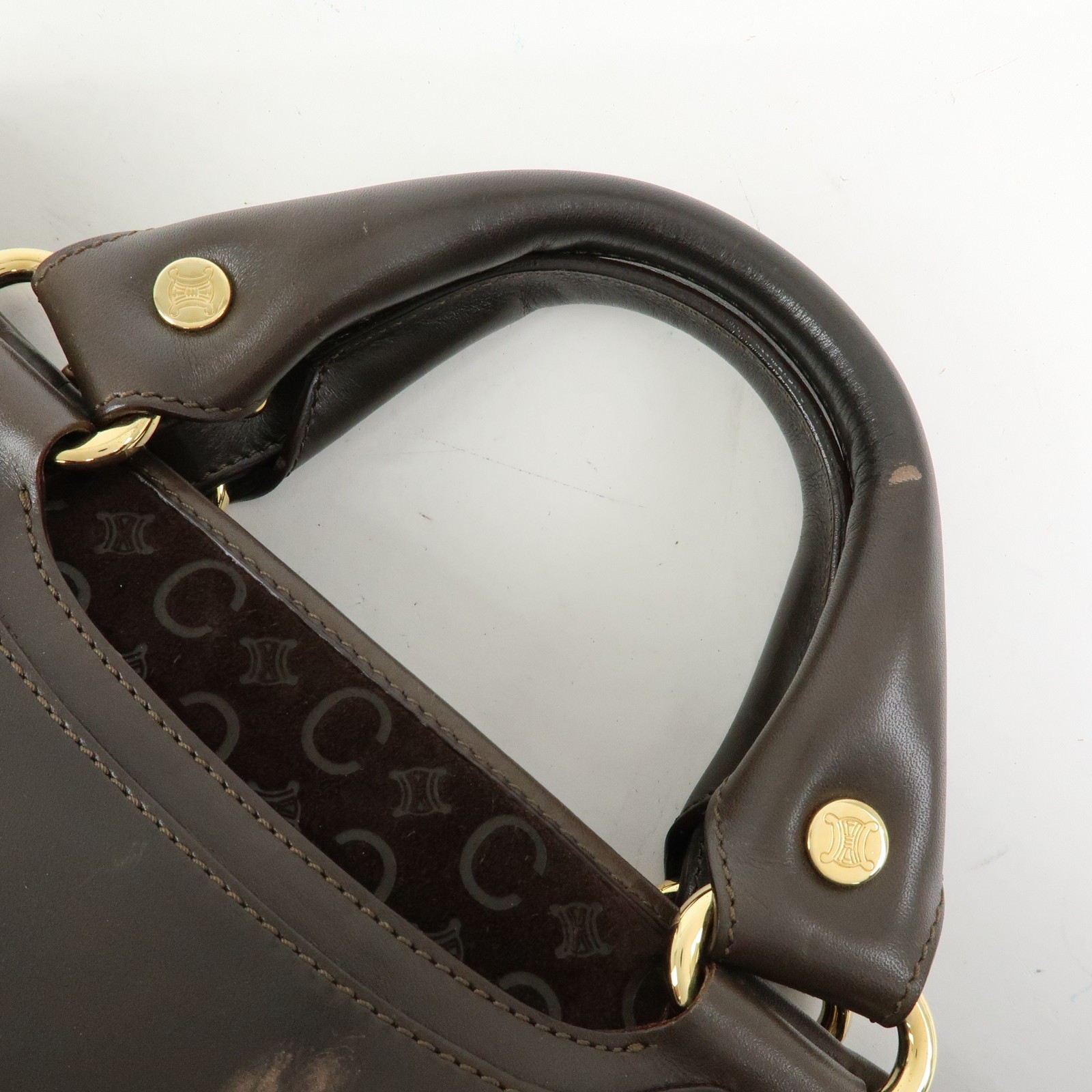 CELINE C Macadam Suede Leather Boogie Bag Hand Bag Brown Authentic Used F/S