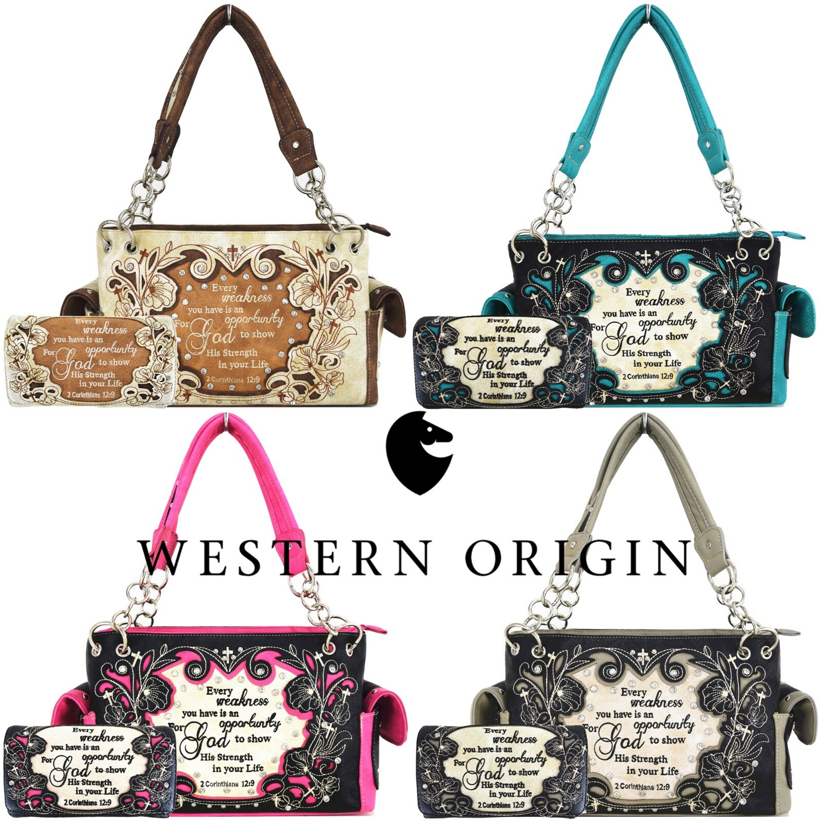 Scripture Bible Verse Western Purse Country Handbag Women Shoulder Bag / Wallet