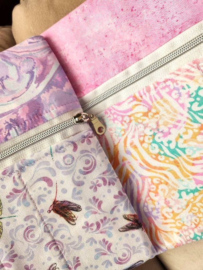 Two Medium Sized Cotton Fabric Zipper Storage Pouches – Pastels – Girls Organize