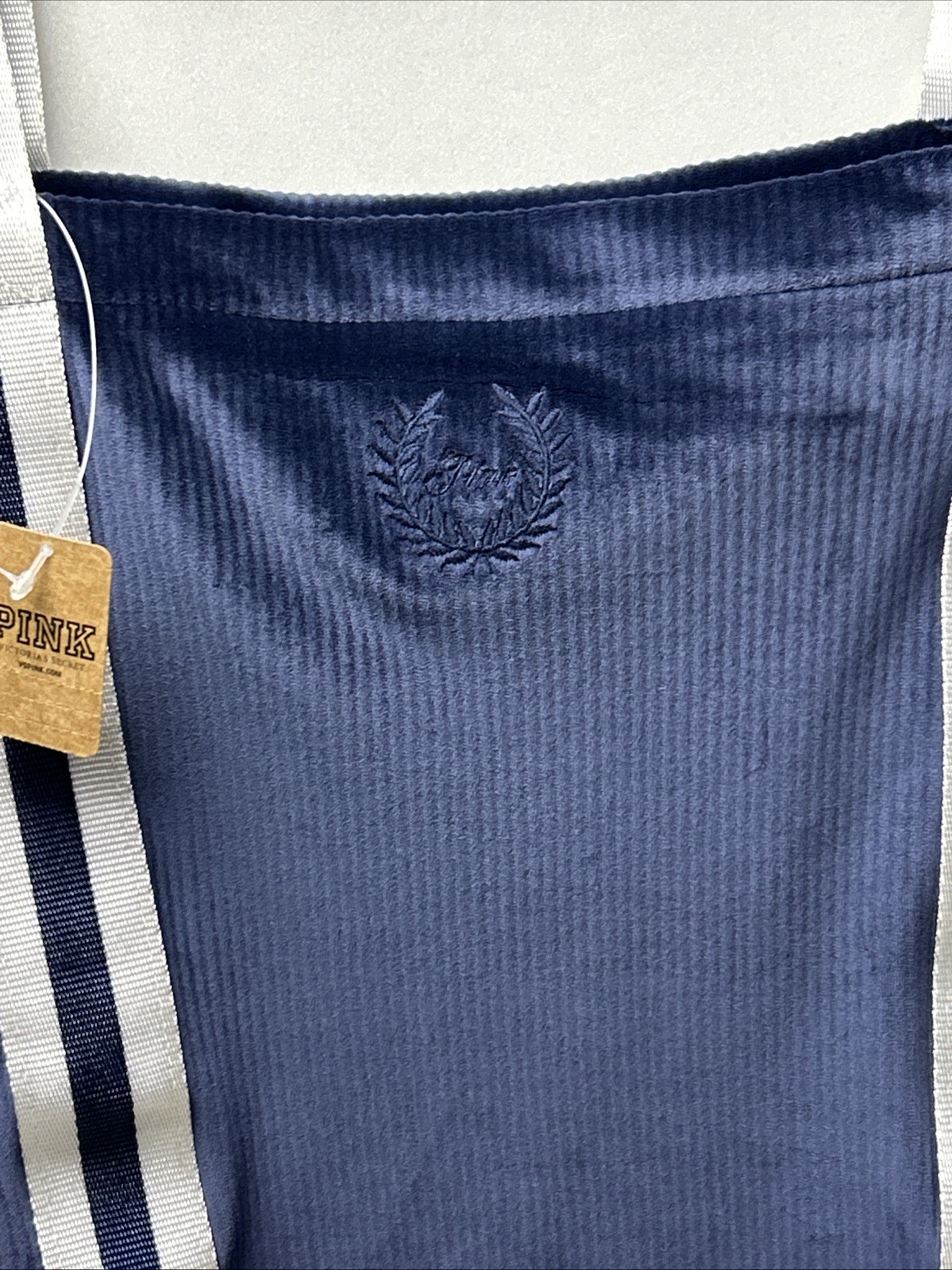 Pink Blue Corduroy Zippered Tote Brand New With Tags